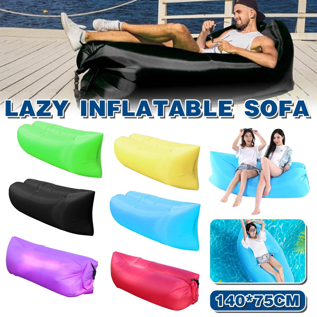 V528-INFLATABLE-SOFA-GREEN-118820-202510010236-00 Fast Inflatable Lazy Lounge Air Sofa Bed Camping Beach Hangout Sleeping Bag - Green - Image 1