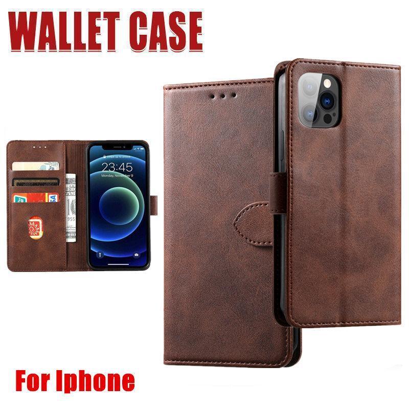 V528-IP13PRO-BROWN-702631-202509291810-00 Brown Wallet Leather Flip Case Cover For iPhone 7 8 6 6S Plus X 11 12 13 Pro XS Max XR - iPhone 13 Pro - Image 1