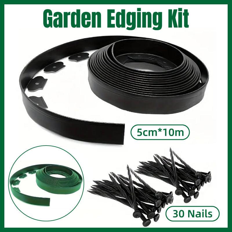 V528-ISOLATION-BLACK-10M-210403-202510010345-00 L Shaped Garden Edging Border Landscape Grass Lawn Stone Edge Fence Strip - Black - Image 1