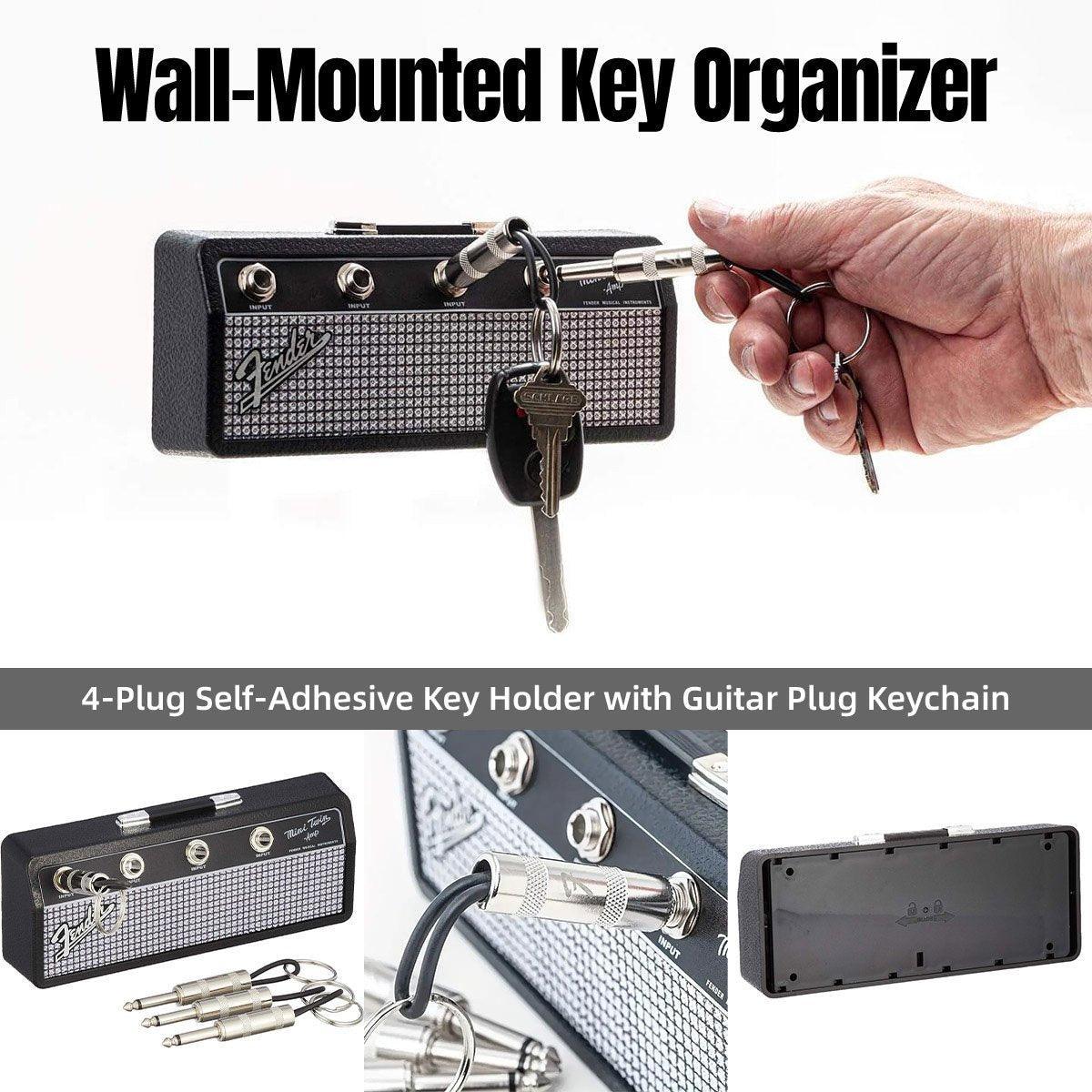 V528-KEYCHAIN-540809-202509251621-00 Guitar Shaped Wall Mounted Key Holder Decorative Storage Rack Home Organiser - Image 1