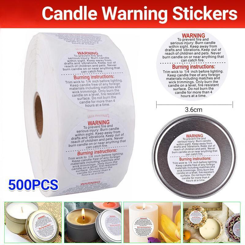 V528-KNITTINGNEEDLES-377856-202509291754-00 500PCS Candle Warning Labels Roll Round Stickers for Jars Wax Melts Containers - Image 1