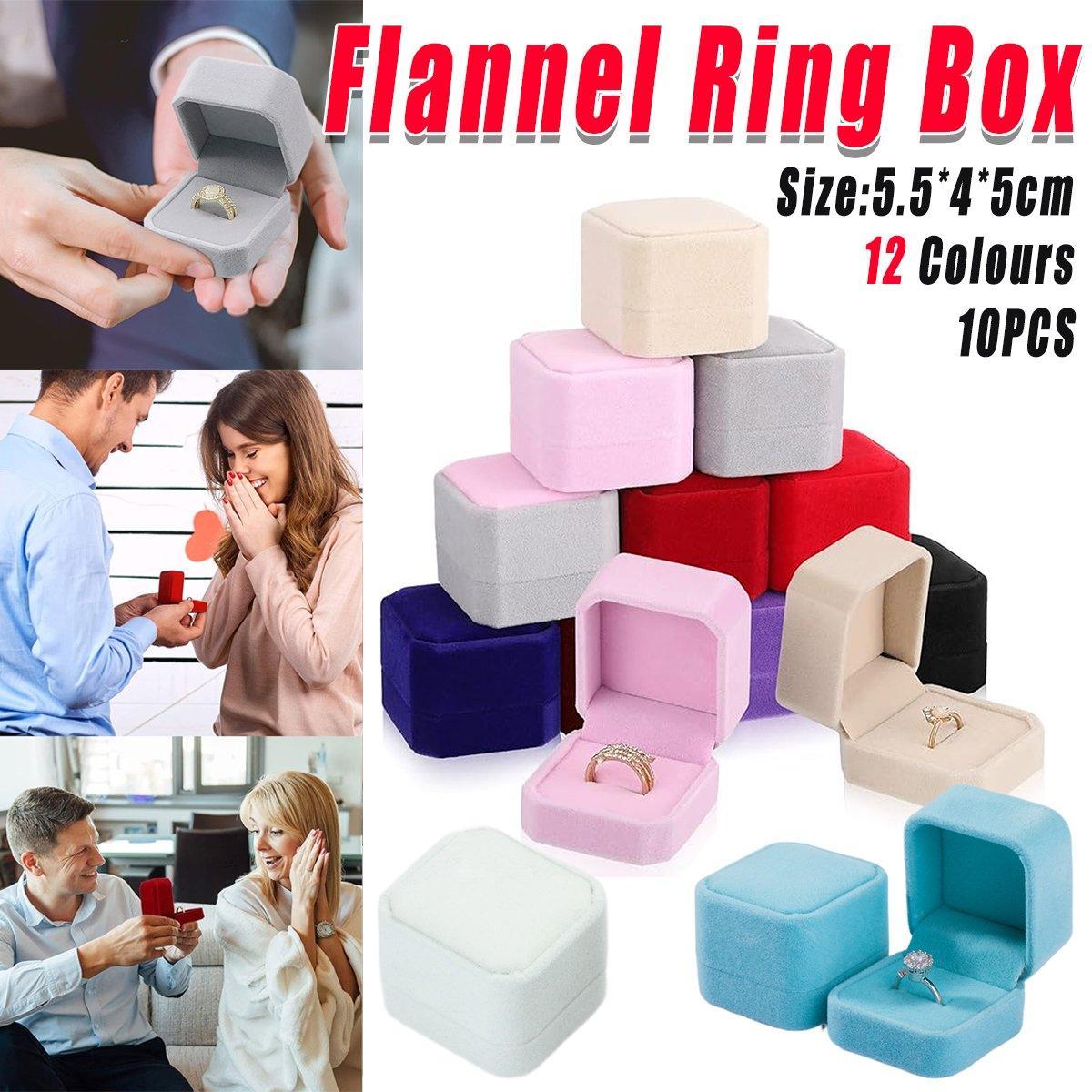 V528-LANNEL-BOX-10PCS-APRICOT-655724-202509301954-00 10X Flannel Ring Jewelry Earring Ring Jewelry Boxes Exquisite Gift Organizer - Apricot - Image 1