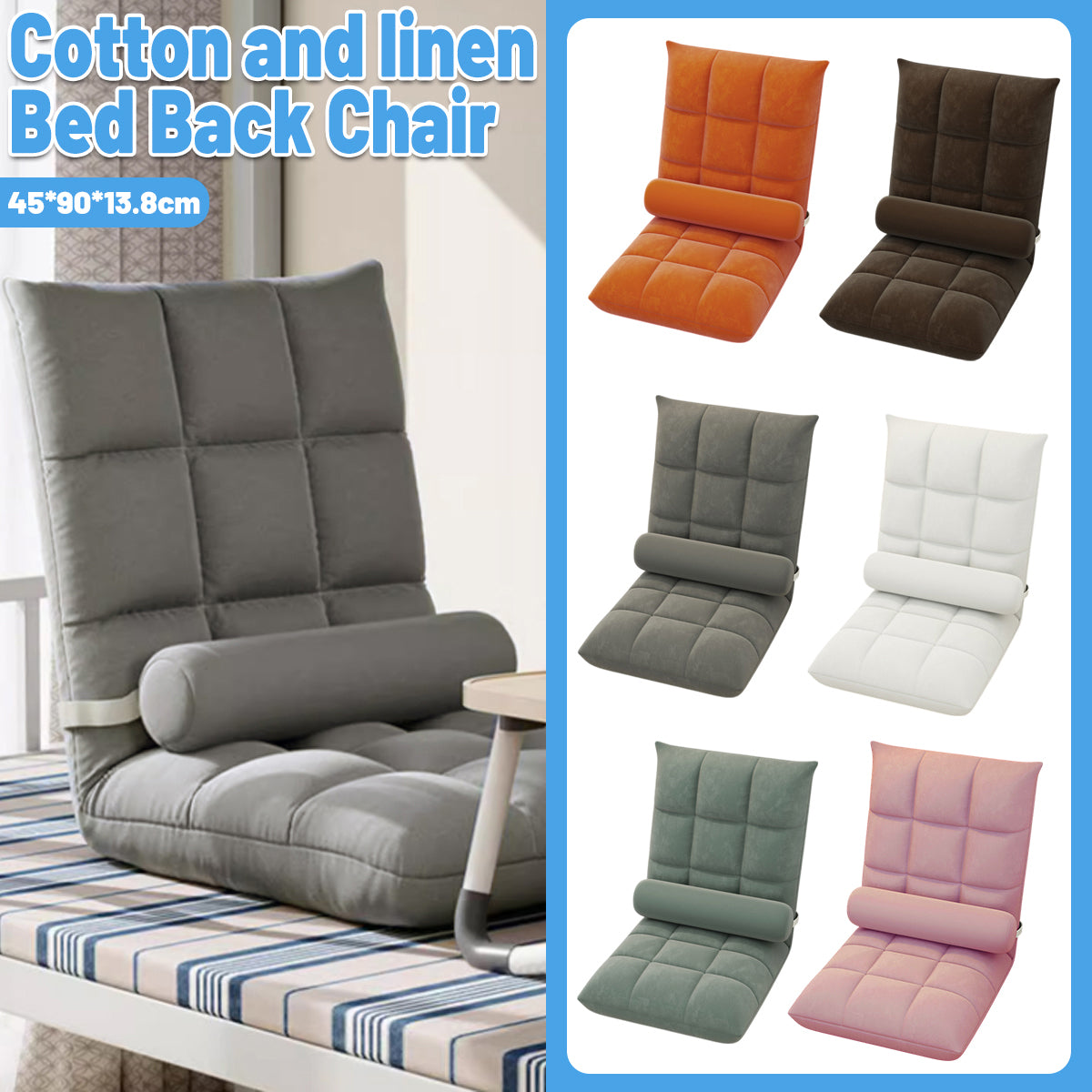 V528-LAZY-COUCH-WHITE-169123-202510010427-00 Artiss Floor Lounge Sofa Bed Chair with Lumbar Pillow Folding Adjustable Cushion - White - Image 1