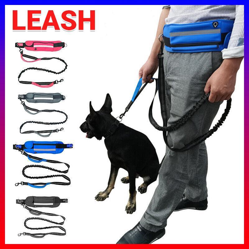 V528-LEASH-BLACKGREY-519319-202510010154-00 Adjustable Hands Free Dog Leash Lead + Waist Bag Belt Jogging Walking Running - Black+Grey - Image 1