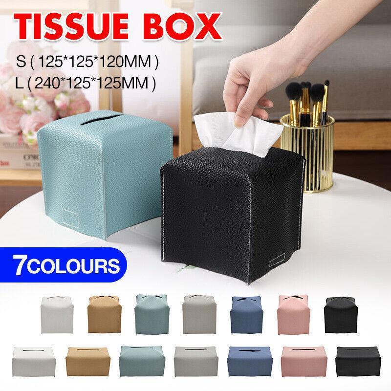V528-LEATHERTISSUEBO-YELLOW-L-65323-202509301154-00 Large Size Tissue Box Dispenser Paper Holder Napkin Case Pu Leather Cover - Yellow - Image 1