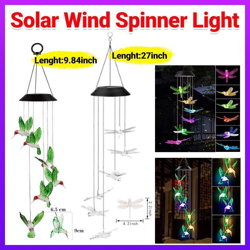 V528-LIGHTS-DRAGONFLY-639976-202509291745-00 Wind Chimes Solar Powered Led Lights Changing Hanging Garden Yard Outdoor Decor - Dragonfly - Image 1