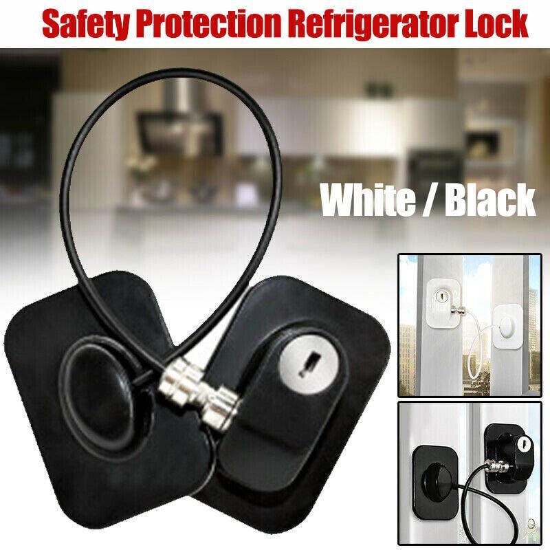 V528-LOCK-BLACK-528741-202509251425-00 Refrigerator Lock with Keys for Fridge Cabinet Window Door and Drawer Latch Use - Black - Image 1