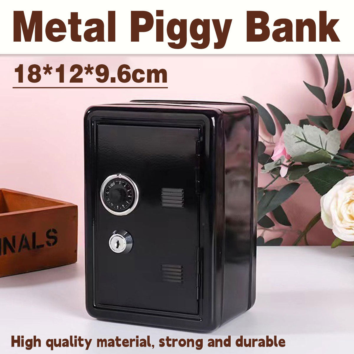 V528-LOCK-BOX-BLACK-505821-202509291645-00 Piggy Bank Safe Cash Register Box Small Household Money Storage Safe - Image 1