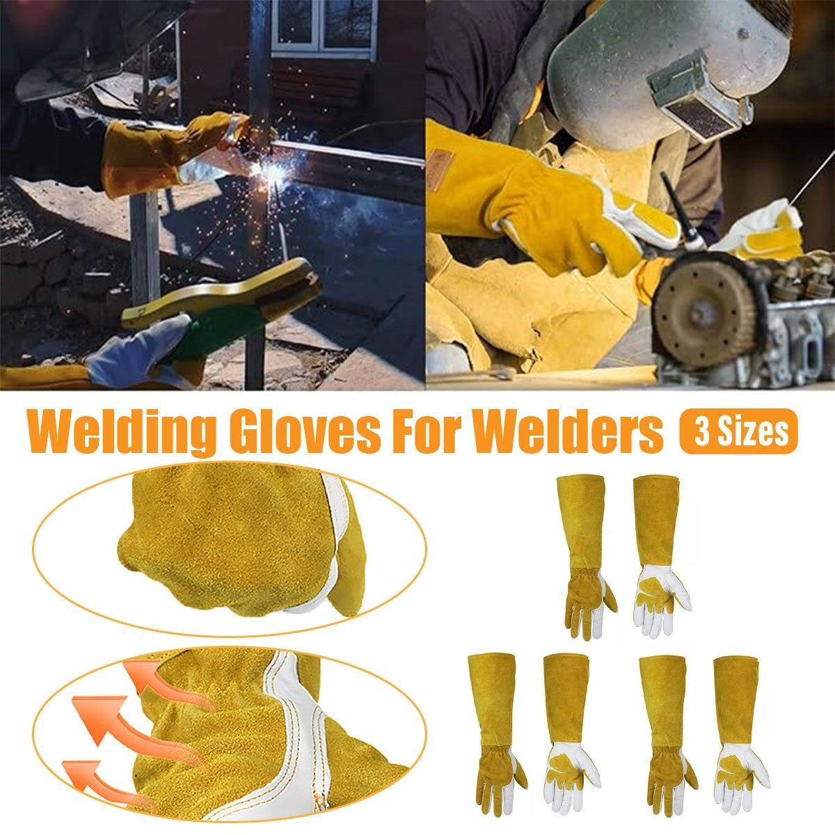 V528-LONG-GLOVES-S-319642-202509301545-00 Long Welding Gloves Heat Resistant Leather Gloves for Grill or Fireplace Use - S - Image 1