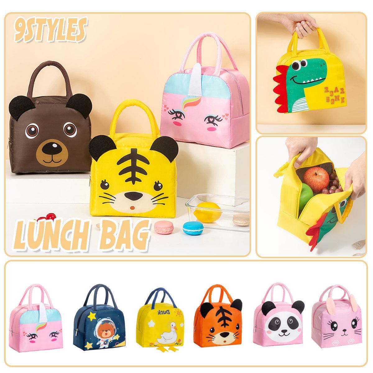 V528-LUNCH-BAG-FSTZ-106421-202510010509-00 3D Bento Lunch Bag Cartoon Handbag Insulated Food Box Bag for Students LunchTote - Pink Rabbit - Image 1