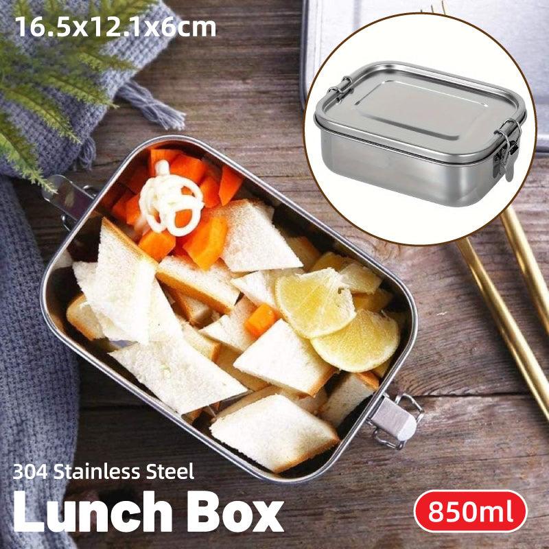 V528-LUNCH-BOX-850ML-607270-202509291627-00 850ml Stainless Steel Square Bento Box Durable Leakproof Food Storage Container - Image 1