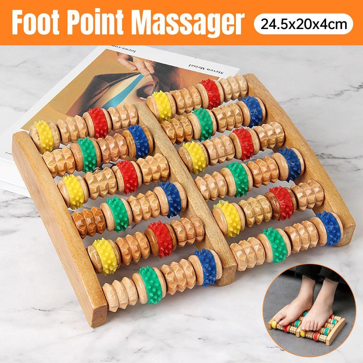V528-MASSAGE-6-982446-202509291709-00 Six-Row Wooden Foot Roller Massager Colourful Relaxation Tool for Foot Relief - Image 1