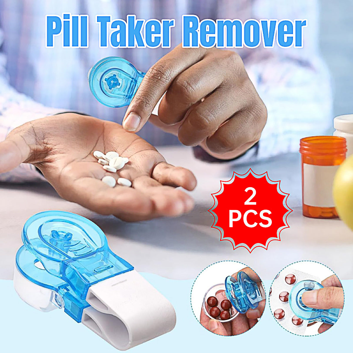 2 Pieces Pill Remover Tool for Blister Pack Tablet Opener Portable Extractor Aid