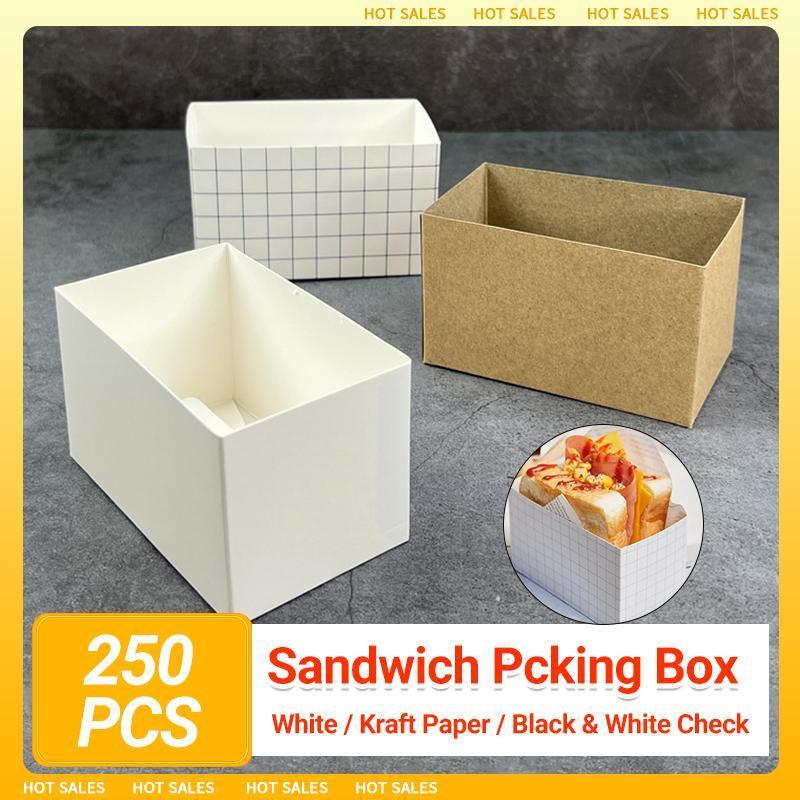 V528-MH00043-WHITE-L-250PCS-958372-202509301718-00 250PCS Sandwich Packaging Box Breakfast Hamburger Wrapping Box L Size - White - Image 1