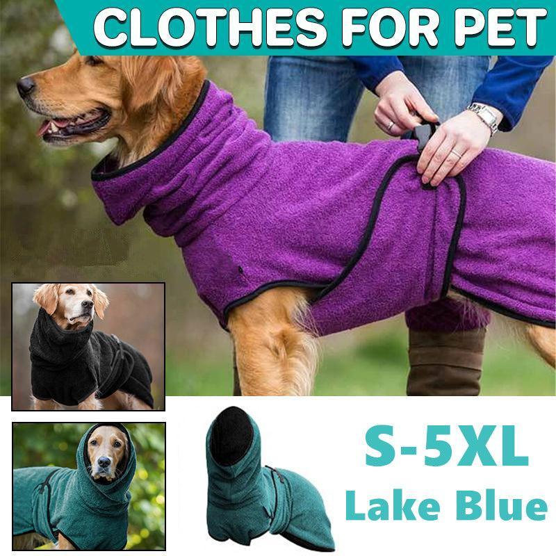 V528-MH00372-LAKEBLUE-L-987398-202510011036-00 Dog Puppy Hoodies Jacket Solid Coat Pet Winter Soft Warm Clothes S-5XL Lake Blue - L - Image 1