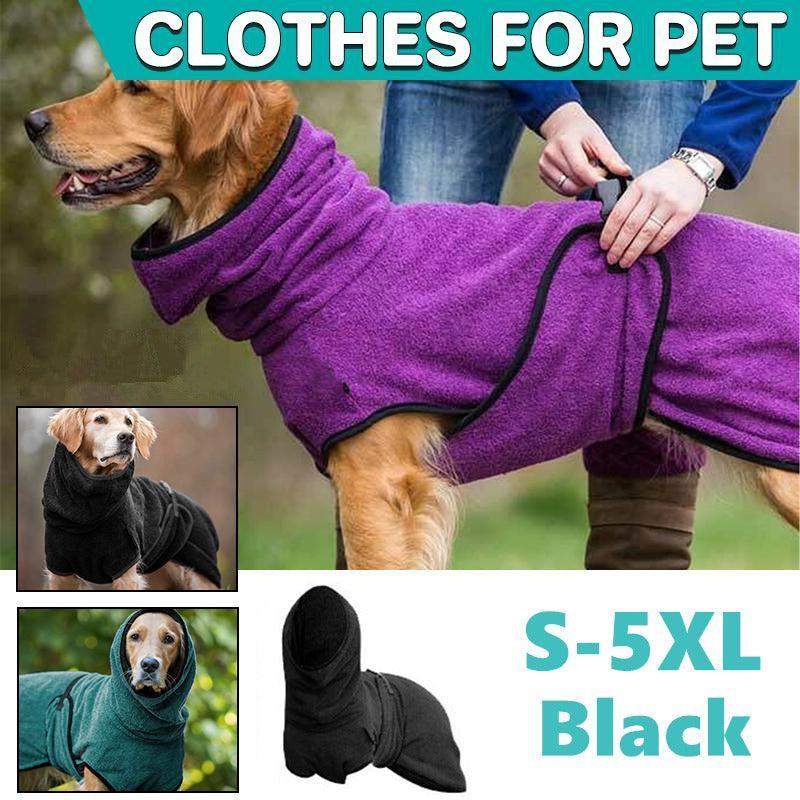 V528-MH00380-BLACK-L-750333-202509302127-00 Dog Puppy Hoodies Jacket Solid Coat Pet Winter Soft Warm Clothes S-5XL Black - L - Image 1