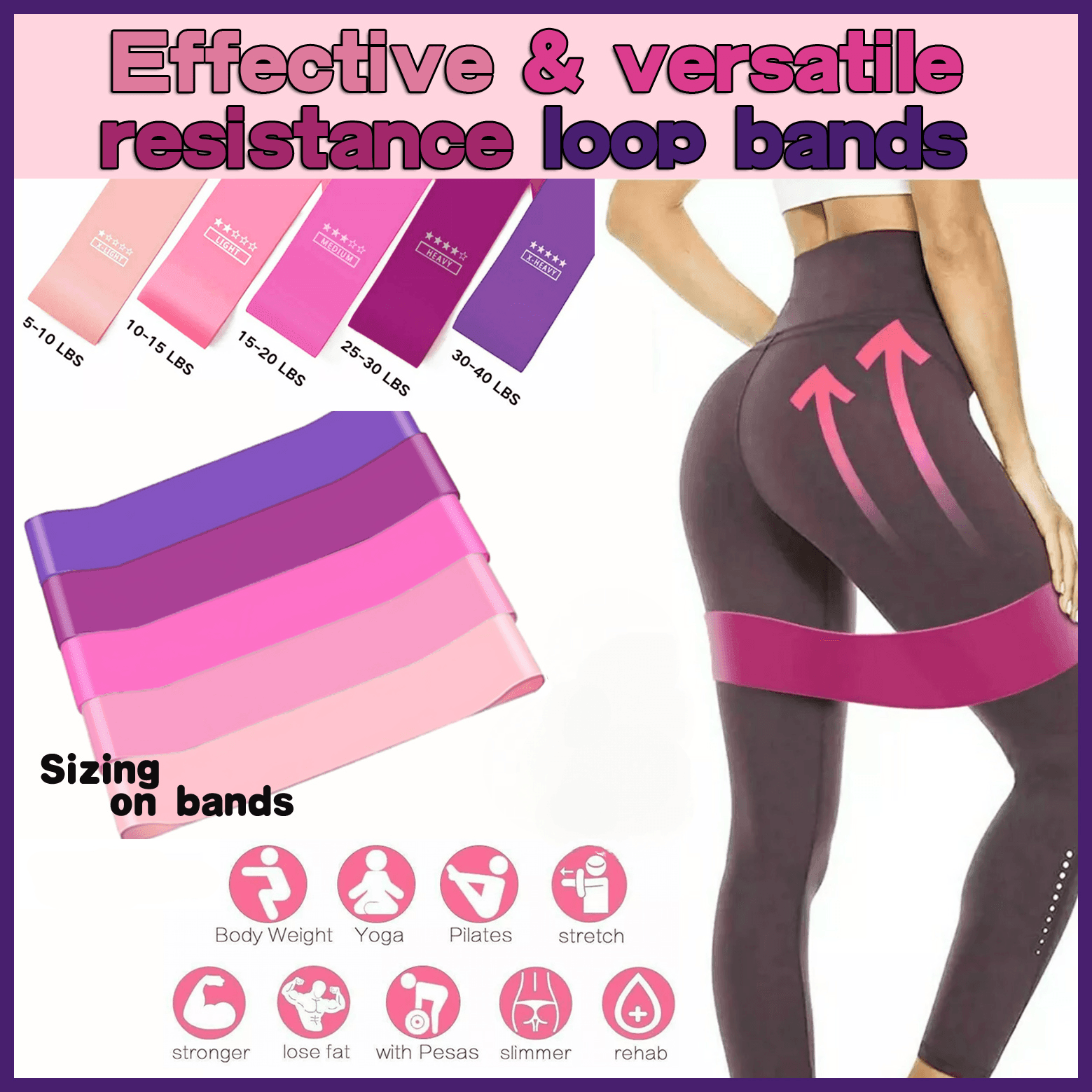 V528-MODEL-PURPLE-600-501MM-78822-202510010809-00 Exercise Resistance Bands Loop Power Strength Training Fitness Yoga Pilates Gym - Purple (600*50*1.1MM) - Image 1