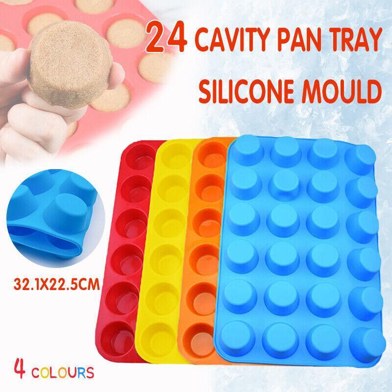 V528-MOULD-BLUE-32456-202509291909-00 24 Cavity Pan Tray Silicone Mini Cupcake Cookie Baking Mold Au - Blue - Image 1