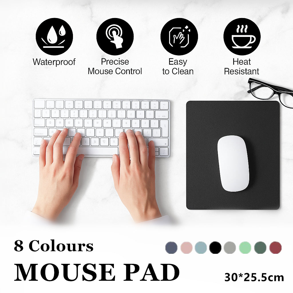 V528-MOUSE-PINK-54629912-202509251431-00 Leather Mouse Pad 30x25.5cm Waterproof Gaming Desk Mat Anti Slip Rubber Mousepad - Pink - Image 1