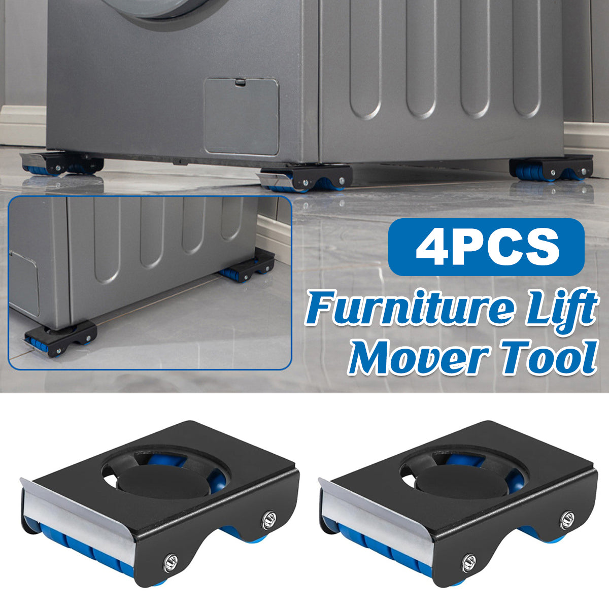 V528-MOVABLE-BASE-BRAKE-4PCS-WQG-630304-202509251104-00 4pcs Movable Washing Machine Stand Furniture Moving Bracket Appliance Roller - Image 1