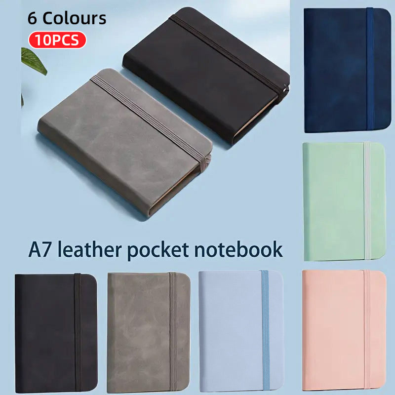 V528-NOTEBOOK-10PCS-GREEN-462980-202510010528-00 10pcs Mini Pocket Notebook A7 Small Portable Notepad for Office School Use - Green - Image 1