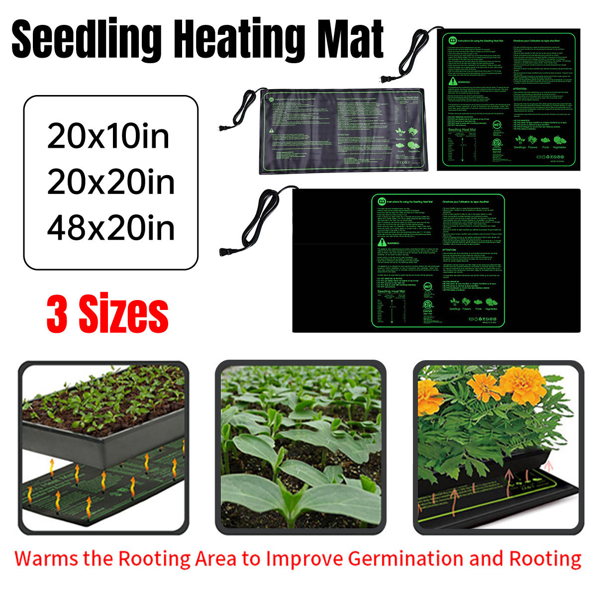V528-NURSERY-MAT-48-20-367470-202509301619-00 Waterproof Seedling Heat Mat ETL Certified Seed Germination Pad Plant Growth - 48*20in - Image 1