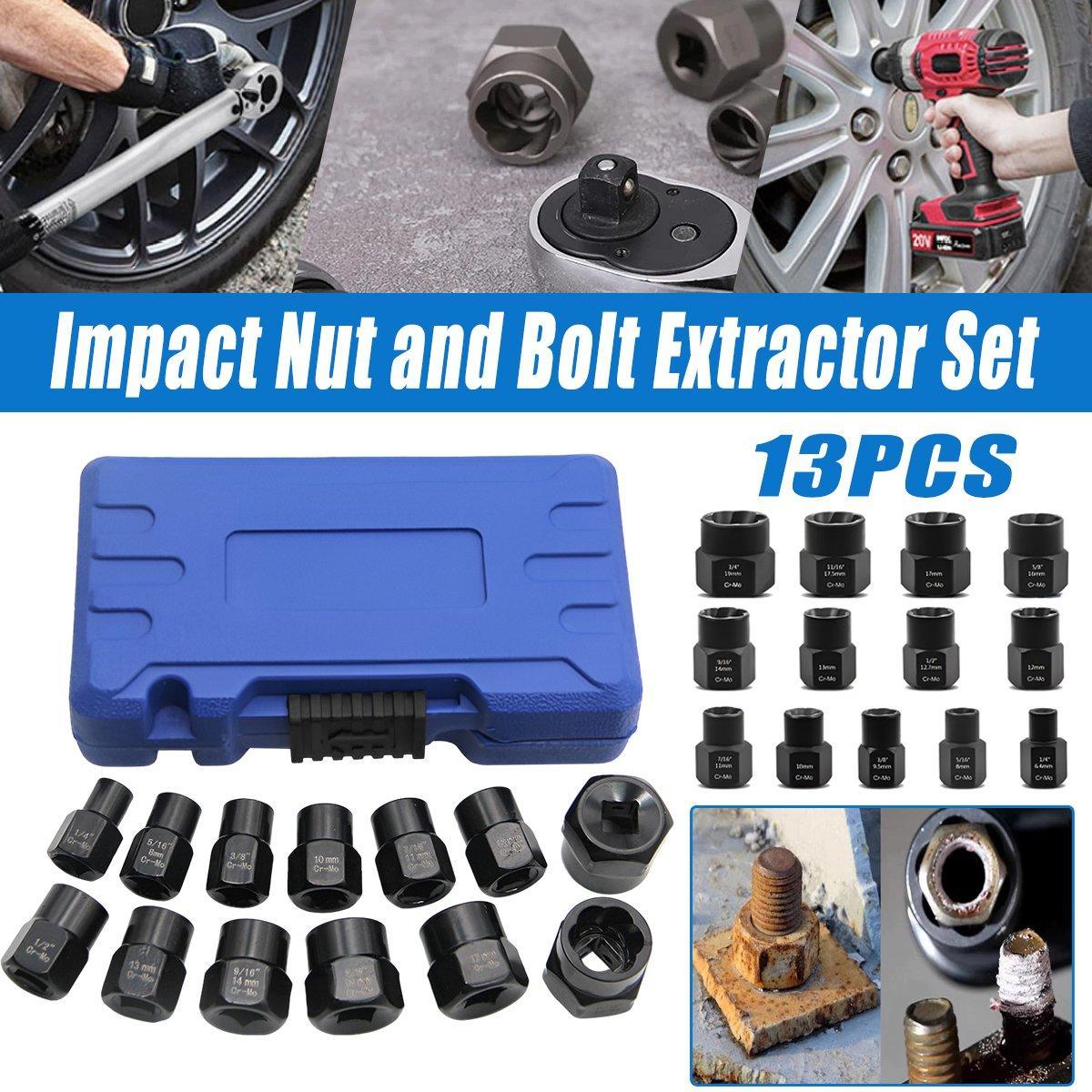 V528-NUT-REMOVAL-13PCS-946435-202509251253-00 13 Piece Impact Bolt Nut Remover Set Extractor Socket Tool for Stripped Nuts Bolt - Image 1