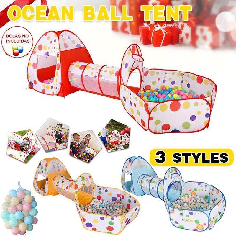 V528-OCEANBALL-50PCS-435899-202509291945-00 3 in 1 Play Tent Set with Tunnel and Ball Pit for Indoor and Outdoor Fun - 50 PCS Ocean Ball - Image 1