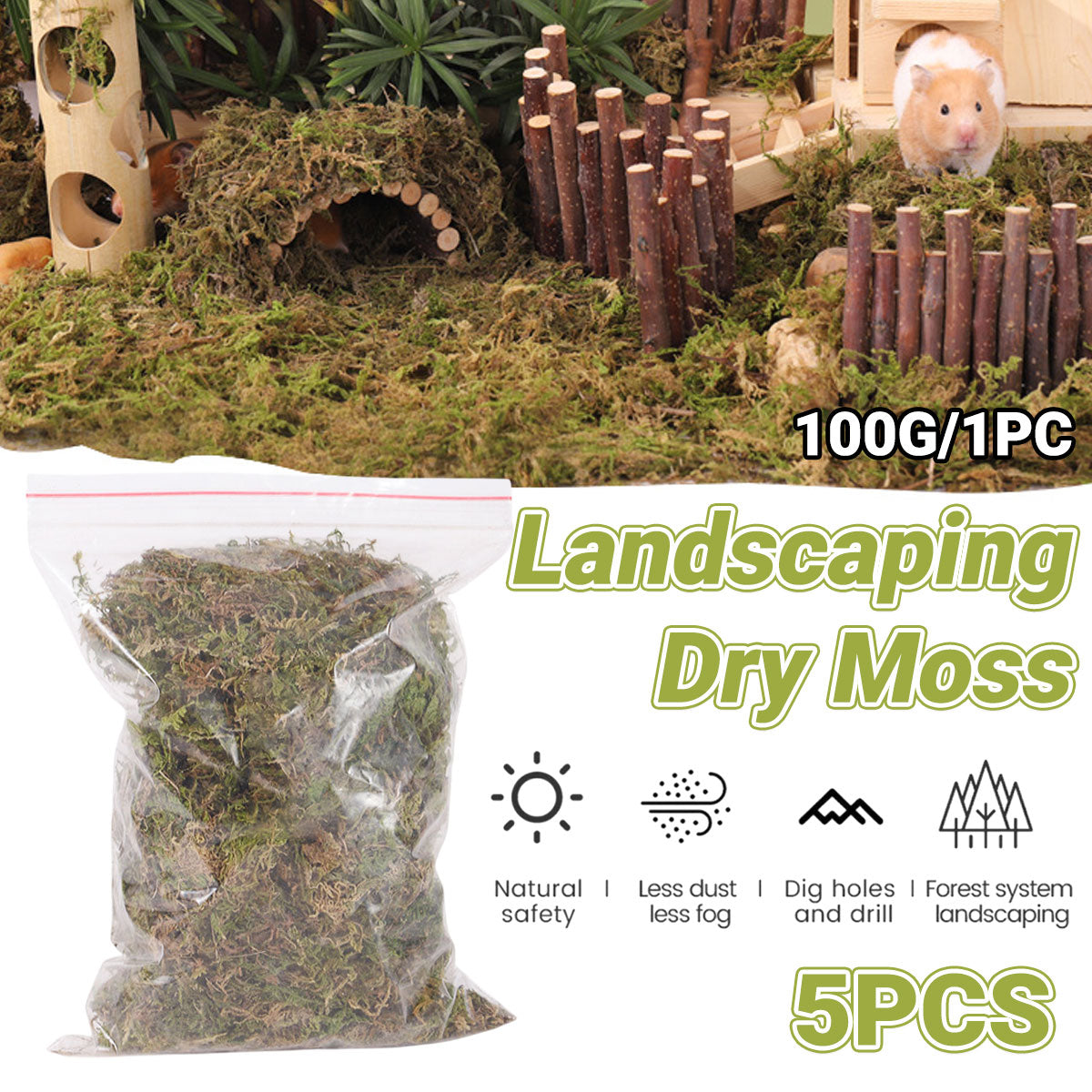 V528-PADDING-ZJTX-5PCS-452533-202509251345-00 5pcs Natural Flower Grass Bedding Dried Moss Hamster Cage Decor Breeding Box - Image 1