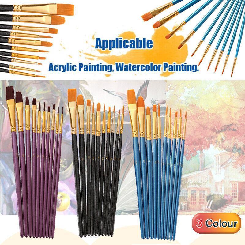 V528-PAINTPENBLUE166843-202509301518-00 10pcs Artist Paint Brush Set Acrylic Oil Watercolour Gouache Painting Supplies - Blue - Image 1