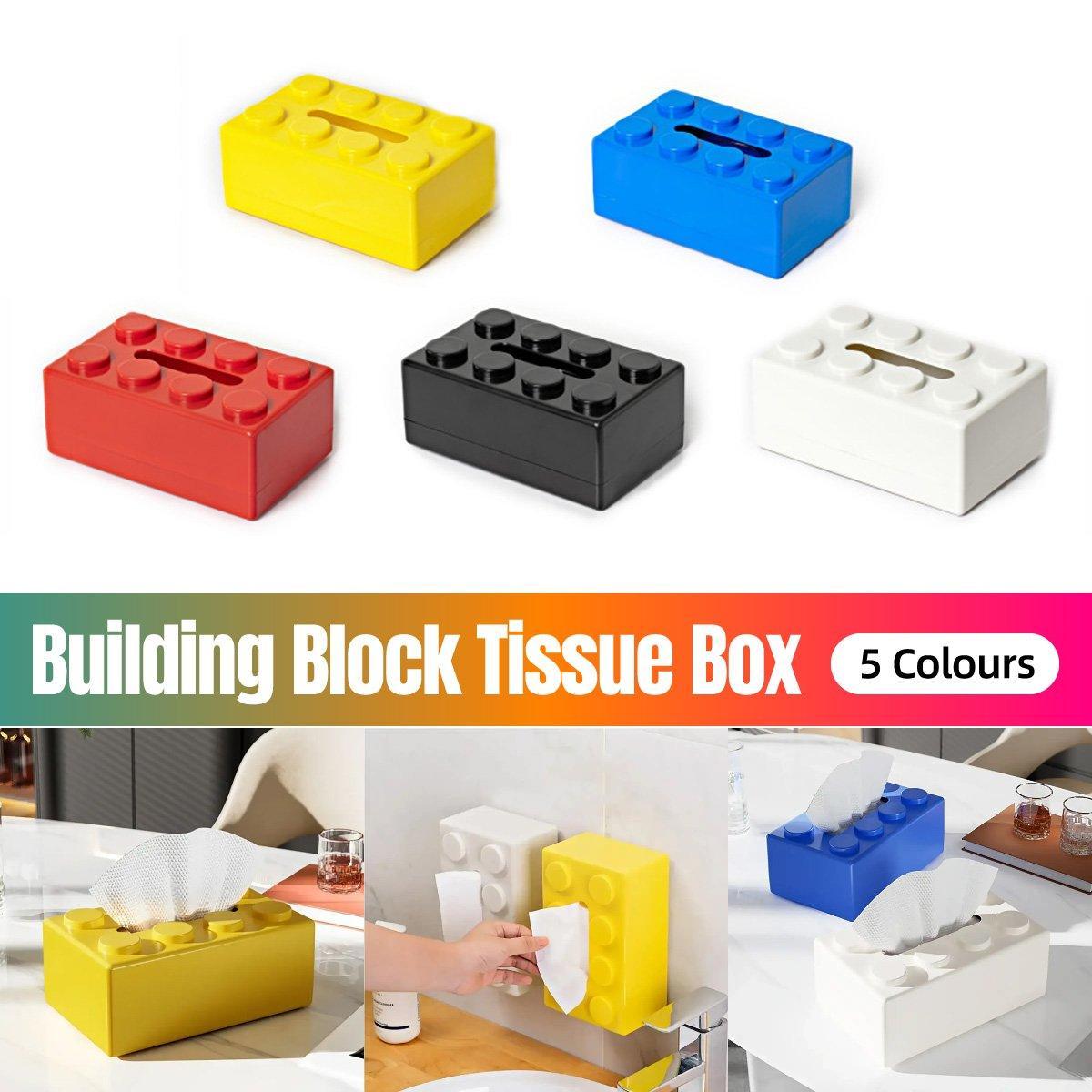 V528-PAPER-BOX-BLACK-108650-202510010254-00 Tissue Box Cover Creative Building Block Cute Napkin Dispenser Holder Home Decor - Black - Image 1