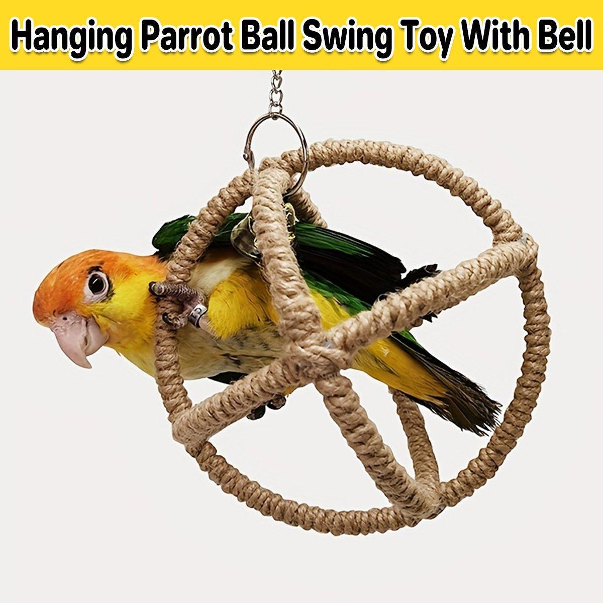 V528-PARROT-TOY-17CM-931815-202509251510-00 Interactive Parrot Toys Nibbling Balls Hoop Swing Bird Chew Play Activity - Image 1