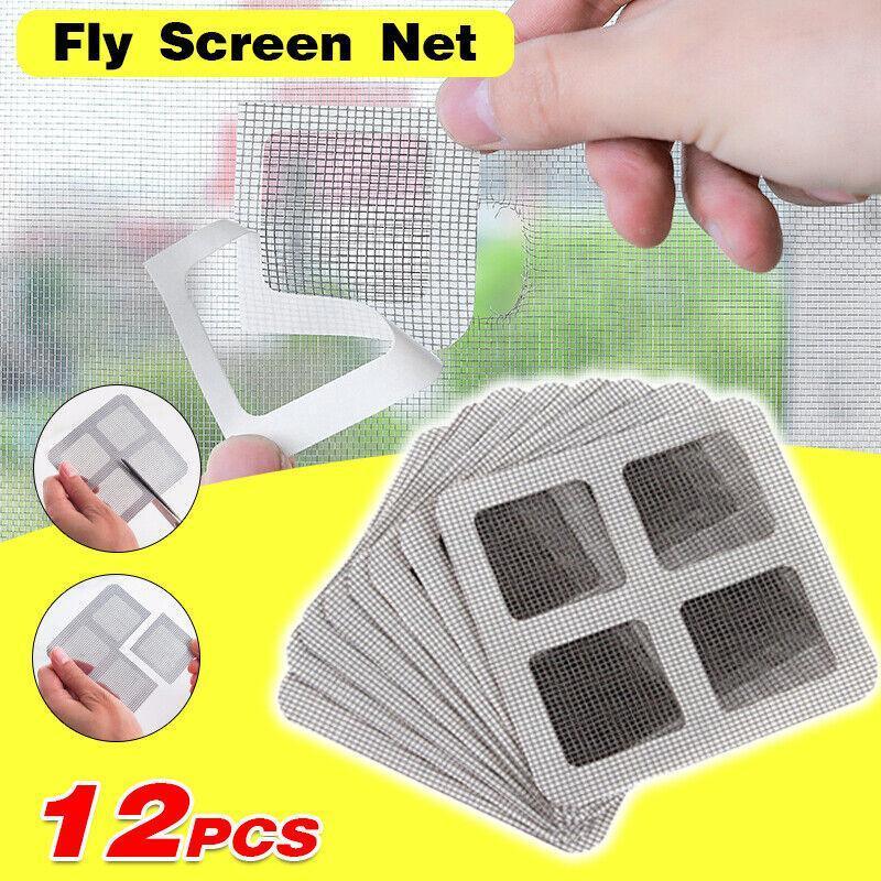 V528-PATCH-12PCS-93153-202509251215-00 12X Fly Screen Net Repair Tape Patch Adhesive Door Curtain For Mending Holes Set - Image 1