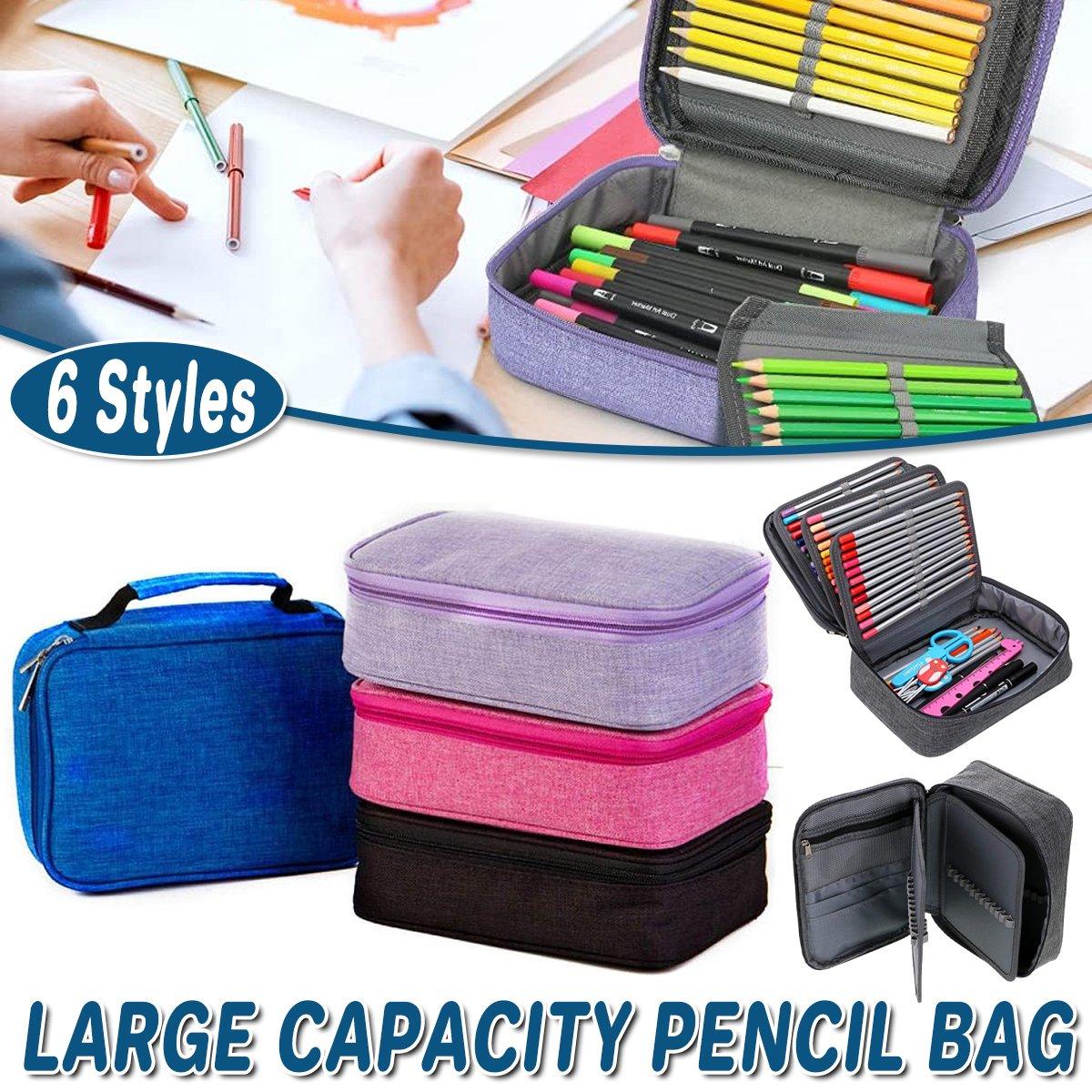 V528-PEN-BAG-BLUE-597854-202510010900-00 Large Capacity Waterproof Pen Pouch Pencil Case Student Stationery Storage Bag - Blue - Image 1