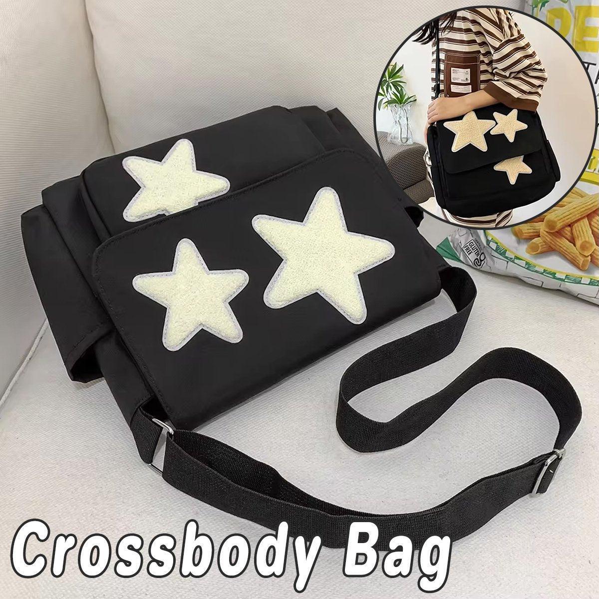 V528-PENTAGRAM-SHOULDER-BAG-BLACK-929909-202509291845-00 Japanese Style Female Pentagram Crossbody Bag Casual Shoulder Messenger Bag - Image 1