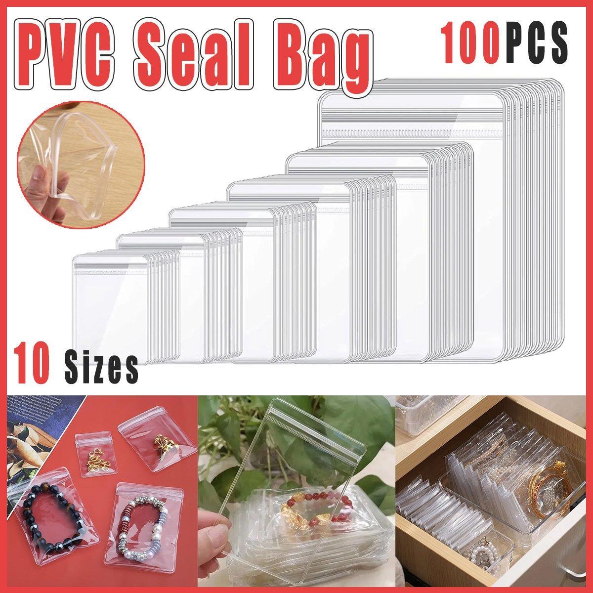 V528-PET-BAG-100PCS-70-100-673510-202509302000-00 100pcs PVC Self-Sealing Jewelry Bags Anti-Oxidation Storage Dustproof Bags - 7*10cm - Image 1