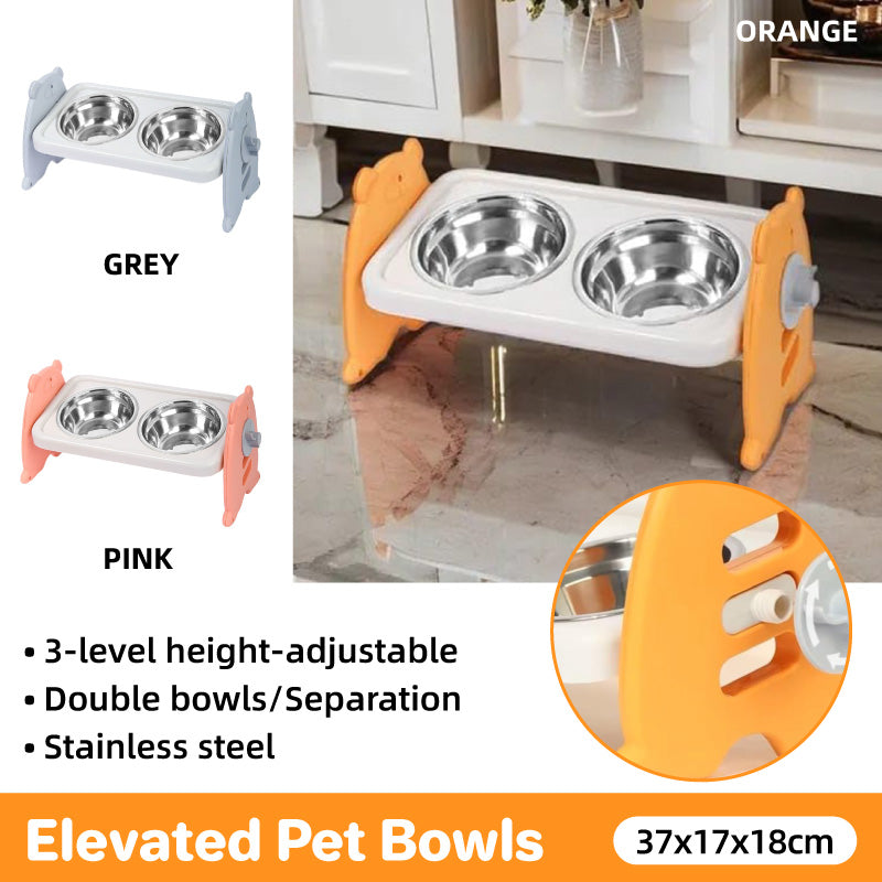 V528-PET-BOWL-PINK-350472-202510010745-00 Double Pet Feeding Bowls Stainless Steel Non Slip Cat Dog Water Bowl Food Dish - Pink - Image 1