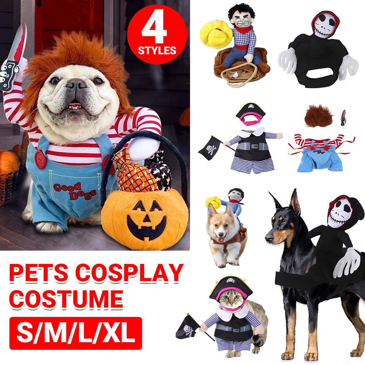 V528-PET-CLOTHES-XGQM-L-296181-202510010654-00 Halloween Dog Costume Pet Accessories Funny Dress Up for Small Medium Dogs - Little Devil Riding-L - Image 1