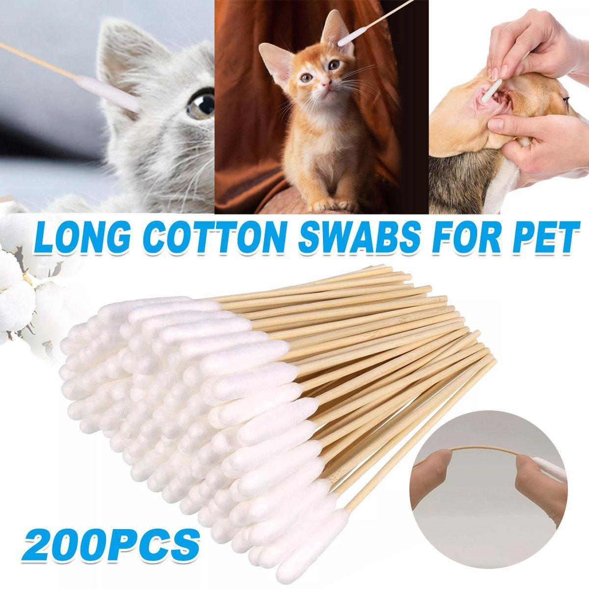 V528-PET-COTTON-SWAB-200PCS-192415-202509251220-00 200PCS Pet Ear Eye Nose Cleaning Cotton Swabs Disposable Dog Cat Grooming Tools - Image 1