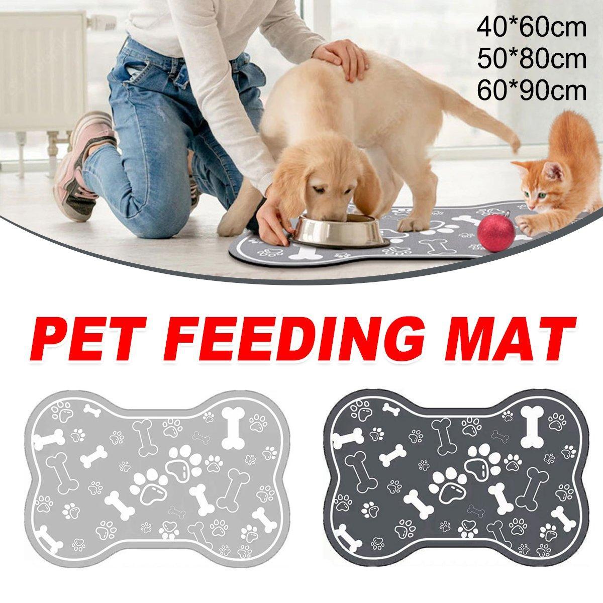 V528-PET-FEEDING-MAT-BLACK-50-80-765780-202510010427-00 Pet Feeding Mat Non-slip Diatom Mud Absorbent Dirt-resistant Waterproof Placemat - Black-50x80cm - Image 1