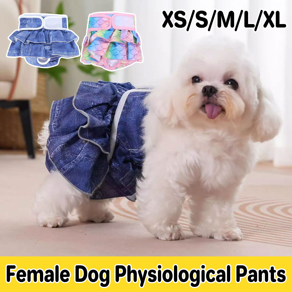 V528-PET-PANTS-CH-L-534039-202510011118-00 Pet Dog Diapers Female Pants Soft Breathable Underwear Reusable Sanitary Briefs - Mermaid - L - Image 1