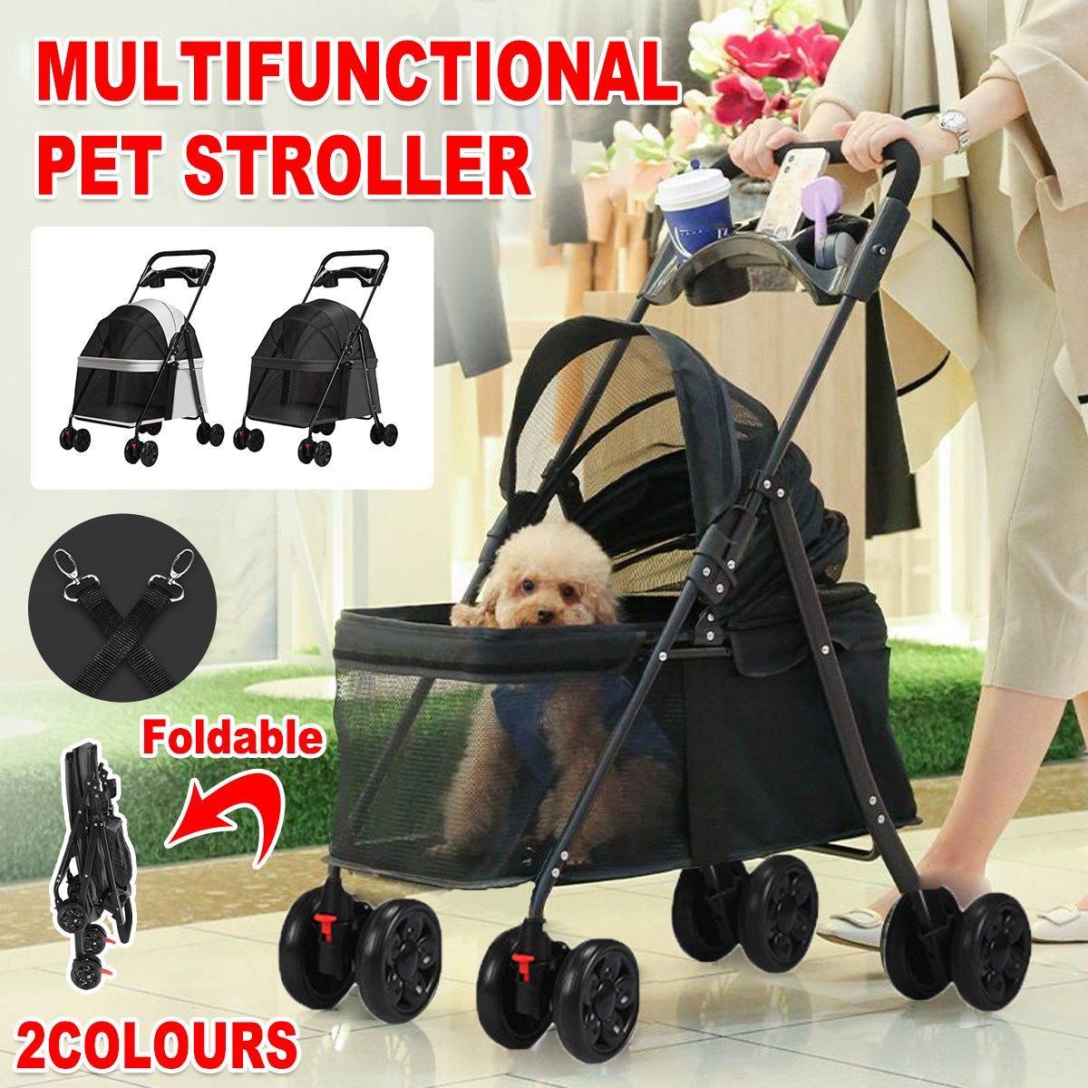 V528-PET-STROLLER-GREY-101752-202510010909-00 Lightweight Pet Stroller for Cats and Small Dogs Easy Fold Portable Travel Use - Grey - Image 1