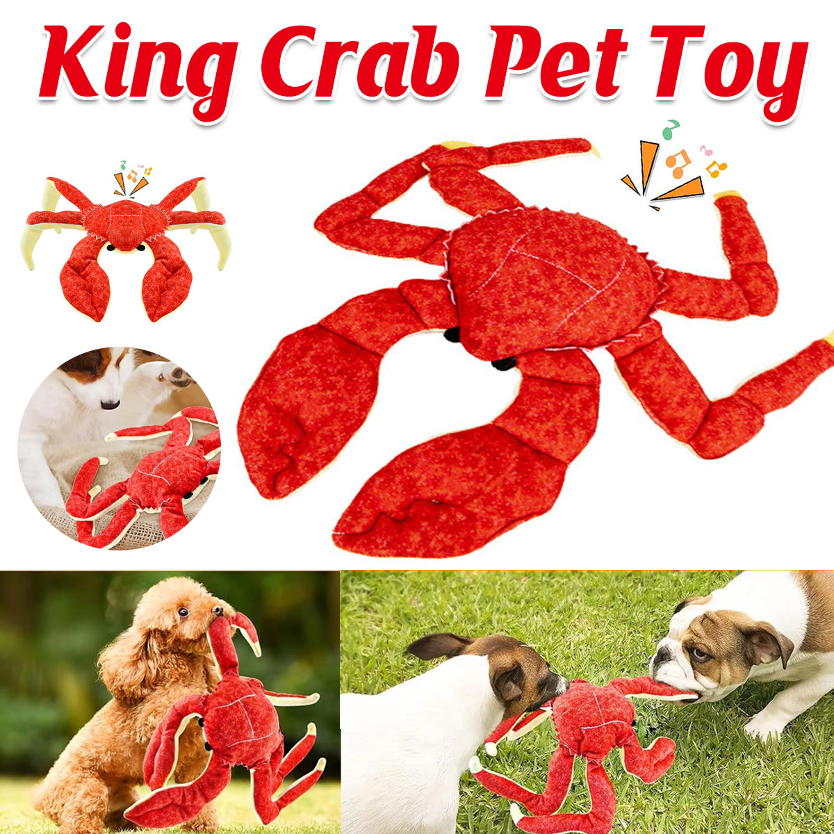 V528-PET-TOY-CRAB-803468-202509251647-00 Pet Dog Toys Interactive Plush Dog Toys Durable for Puppy Small Dogs Bite Play - Image 1