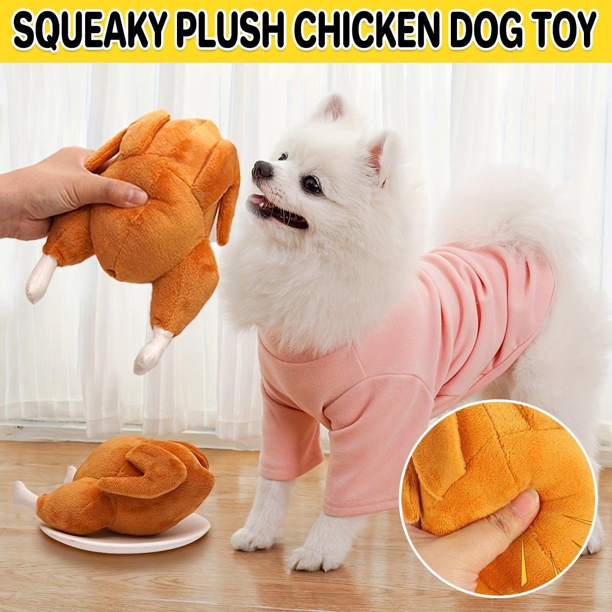 V528-PET-TOY-TURKEY-473276-202509291509-00 Plush Roast Chicken Dog Toy Squeaky Sound Stuffed Interactive Pet Plaything - Image 1