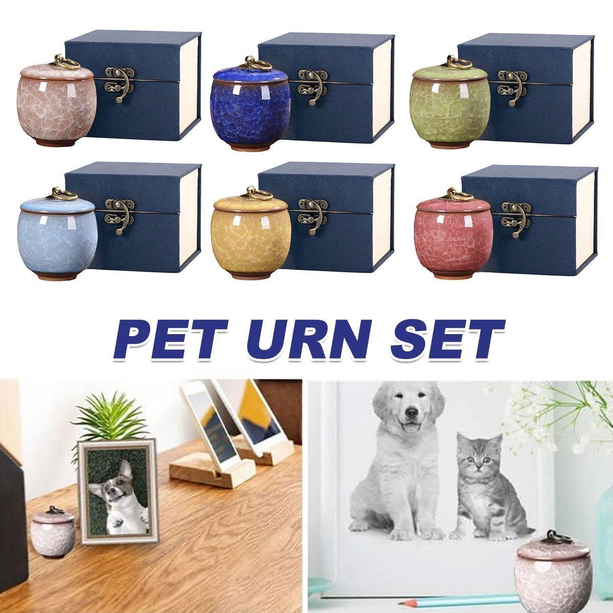 V528-PET-URN-SET-JEWELRY-BLUE-646269-202509301436-00 Small Pet Urn for Ashes Memorial Keepsake Urns for Dog Cat Cremation Remains - Blue - Image 1