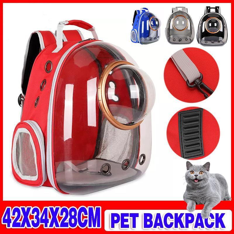 V528-PETBAG-GREY-55532-202509301754-00 Travel Space Capsule Dog Cat Bag Breathable Outdoor Pet Backpack Carrier - Grey - Image 1