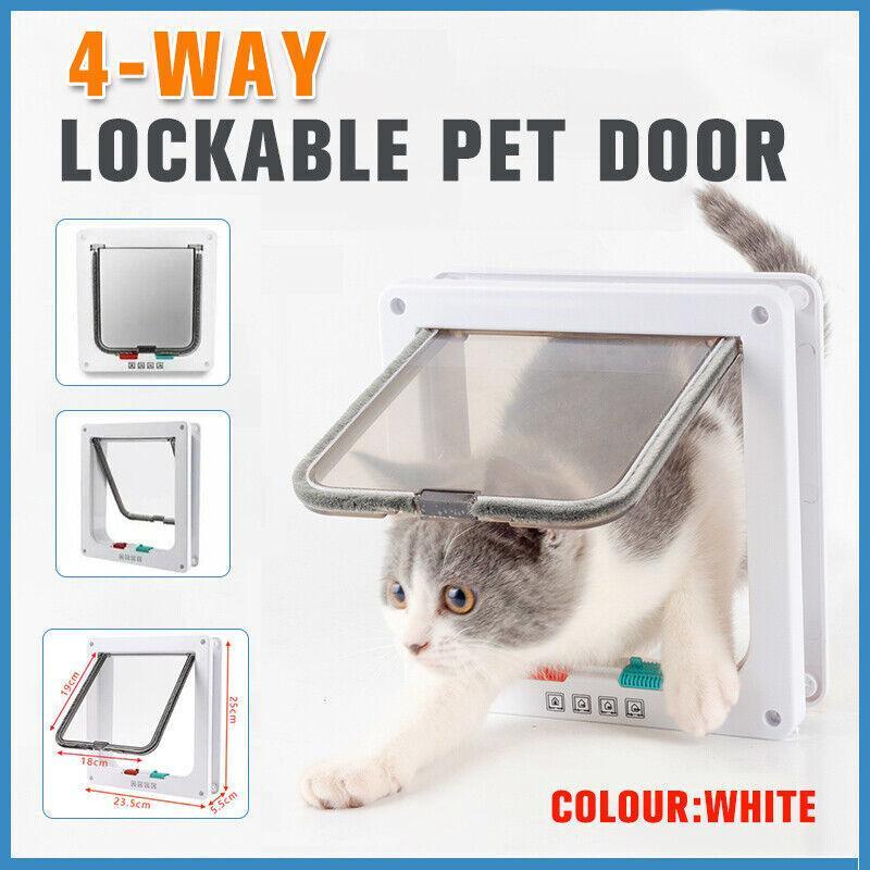 V528-PETDOOR-45592-202509251055-00 4-Way Safe Lockable Locking Pet Cat Dog Door Brushy Flap Screen L Large Size - Image 1