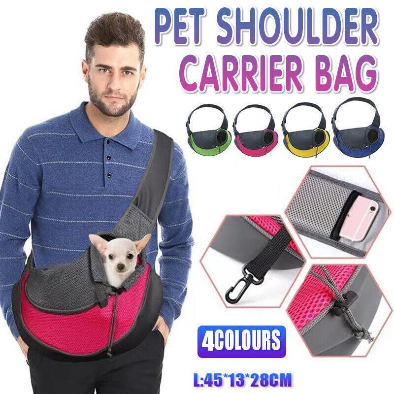 V528-PETSHOULDERBAGS-ROSERED-L-97809-202510010427-00 L Size Pet Shoulder Carrier Bag Puppy Cat Dog Travel Sling Backpack Portable - Rose Red - Image 1