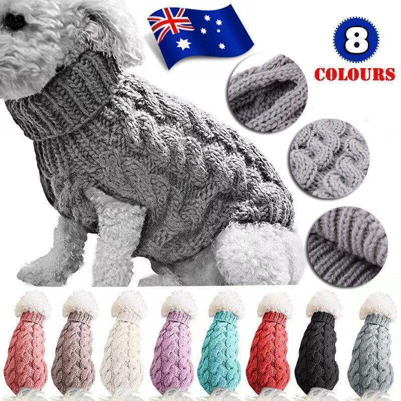 V528-PETSWEATER-WHITE-L-13901-202509302354-00 Puppy Dog Jumper Winter Warm Knitted Sweater Pet Clothes Small Dogs Coat Thermal L Size - White - Image 1
