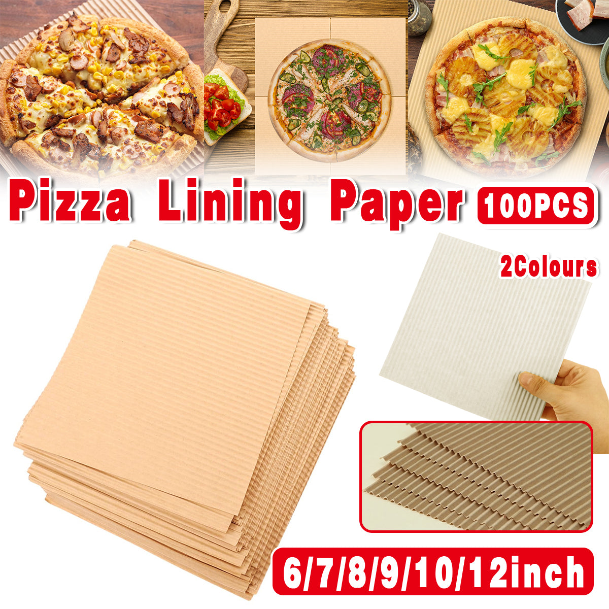 V528-PIZZAPADPAPER-100PCS10INCHES-293700-202510010318-00 100PCS Pizza Box Pads Greaseproof Paper Food Liners Oil Resistant Pizza Mat - 10inch - Image 1